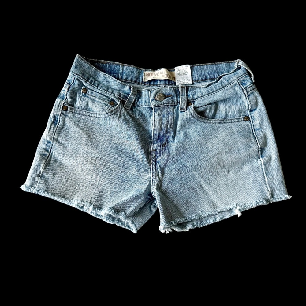 Y2K Levis 515 Nouveau Low Rise Denim Shorts Raw Hem‎ Womens 4S 27 Waist